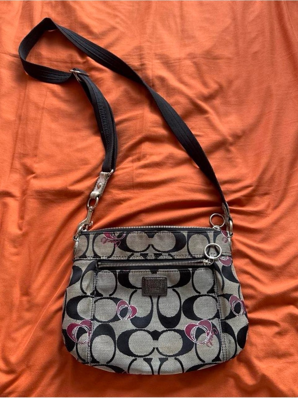 Coach Crossbody Bag in Black, Gray and Pink
